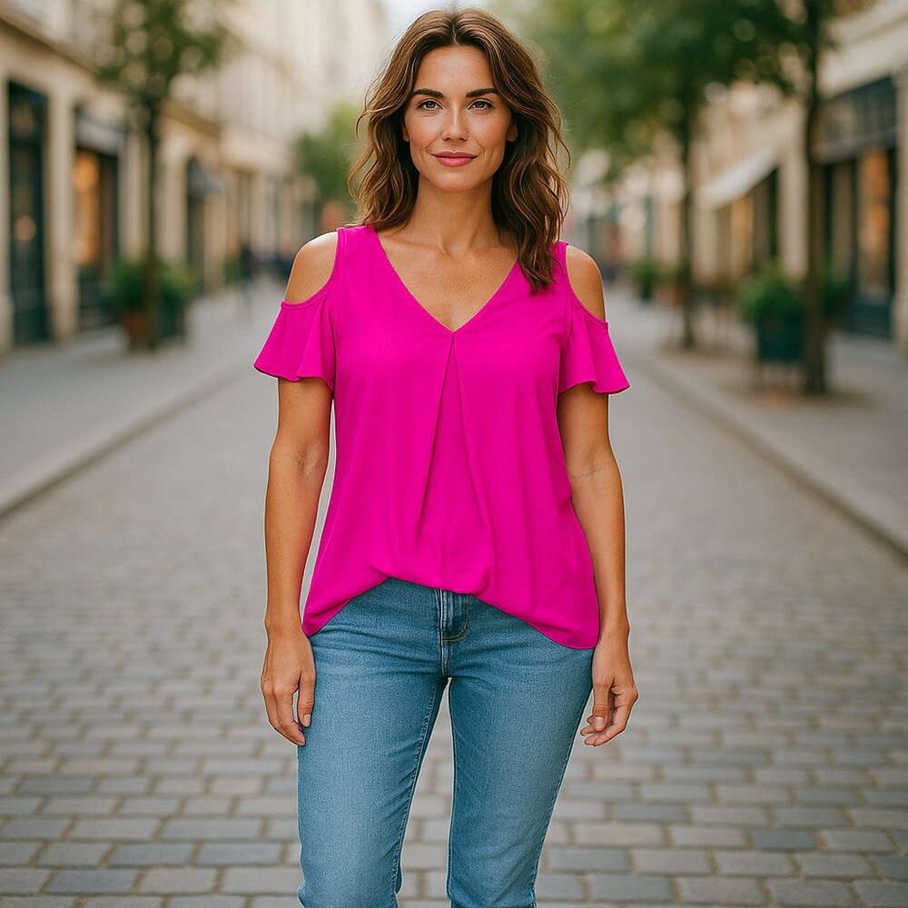 Hot pink Shoulder out Top by INC, NWOT